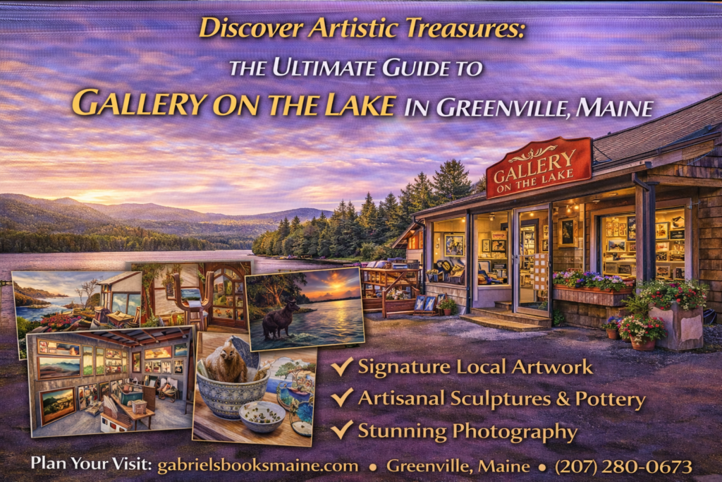 Gallery on the Lake art gallery on the shores of Moosehead Lake in Greenville, Maine, showcasing local artwork inspired by the Maine Highlands