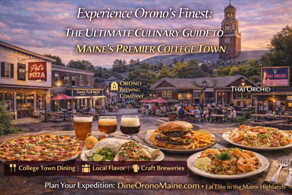 Orono Maine dining scene with local restaurants, craft beer, and campus-area eateries near the University of Maine in fall